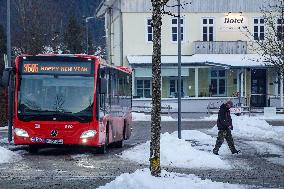 Bus 9606 In Oberammergau Displaying ‚Happy New Year‘