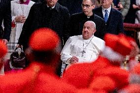 Pope Francis Leads The First Vespers And The Te Deum At St. Peter's Basilica At The Vatican