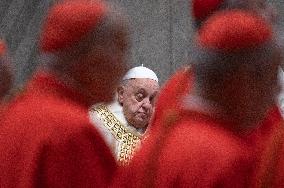 Pope Francis Leads The First Vespers And The Te Deum At St. Peter's Basilica At The Vatican