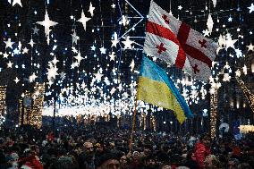 New Year Celebrations And Demonstrations In Tbilisi