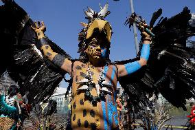 Dancers Perform Ceremony On The Occasion Of The New Year 2025 In Mexico And For The 700 Years Of The Founding Of Mexico-Tenochti