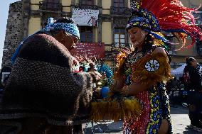 Dancers Perform Ceremony On The Occasion Of The New Year 2025 In Mexico And For The 700 Years Of The Founding Of Mexico-Tenochti