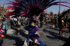 Dancers Perform Ceremony On The Occasion Of The New Year 2025 In Mexico And For The 700 Years Of The Founding Of Mexico-Tenochti