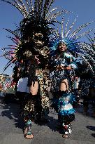 Dancers Perform Ceremony On The Occasion Of The New Year 2025 In Mexico And For The 700 Years Of The Founding Of Mexico-Tenochti