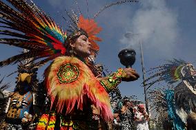 Dancers Perform Ceremony On The Occasion Of The New Year 2025 In Mexico And For The 700 Years Of The Founding Of Mexico-Tenochti