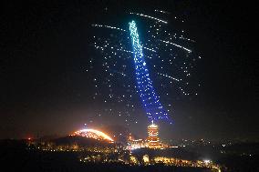 Drone Show Celebrate 2025 New Year in Nanjing