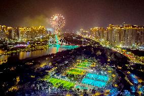 Fireworks Show Celebrate 2025 New Year in Fuqing