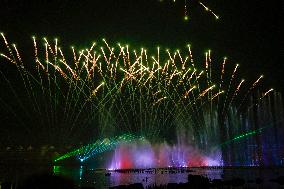 Fireworks Show Celebrate 2025 New Year in Guiyang