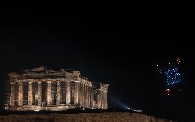 Athens Acropolis On New Years Eve