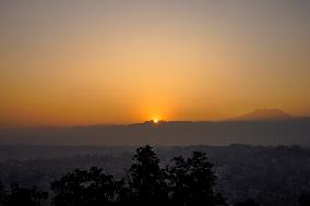 The First Sunrise Of 2025 In Kathmandu, Nepal