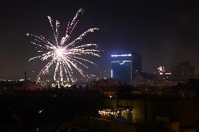 New Year's Celebration Fireworks In Krakow