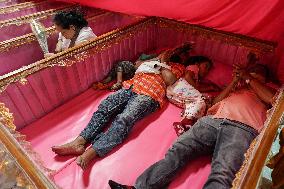 Thai People Lie In Coffins To Welcome The New Year.