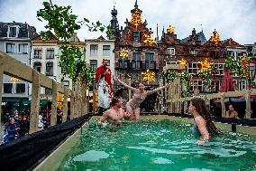 The Traditional New Year's Dive Was Held In Nijmegen.