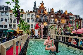 The Traditional New Year's Dive Was Held In Nijmegen.