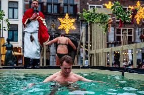 The Traditional New Year's Dive Was Held In Nijmegen.