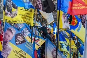 Makeshift Memorial Honor Ukrainian Armed Forces Soldiers Killed In Action With Russian Troops On Independence Square In Kyiv