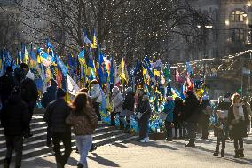 Makeshift Memorial Honor Ukrainian Armed Forces Soldiers Killed In Action With Russian Troops On Independence Square In Kyiv