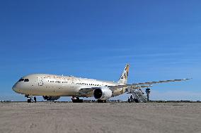 Barcelona airport aircraft on the runway