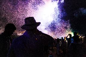 Fireworks During The Farewell To 2024 And The Welcome To 2025 On Geribá Beach, Buzios, Rio De Janeiro, Brazil.