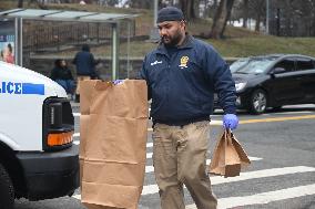 Crime Scene Investigators At Scene Of Mario Fowler Shot And Killed And Another Man Injured In New Year’s Day Shooting In Bronx N