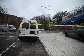 Crime Scene Investigators At Scene Of Mario Fowler Shot And Killed And Another Man Injured In New Year’s Day Shooting In Bronx N