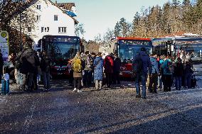 Crowded Fuessen Bus Stop At The Station