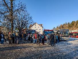 Crowded Fuessen Bus Stop At The Station