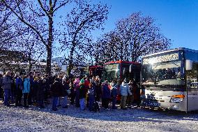 Crowded Fuessen Bus Stop At The Station