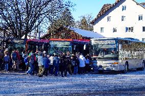 Crowded Fuessen Bus Stop At The Station