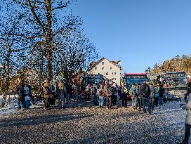 Crowded Fuessen Bus Stop At The Station