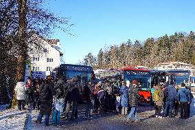 Crowded Fuessen Bus Stop At The Station