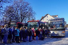 Crowded Fuessen Bus Stop At The Station