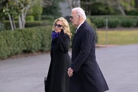 DC: President Biden and First Lady Jill Biden hold a White House arrivals