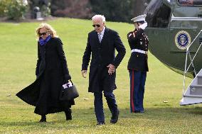 DC: President Biden and First Lady Jill Biden hold a White House arrivals