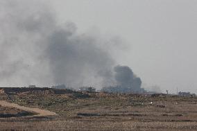 Smoke Billows Following An Israeli Bombing - Gaza