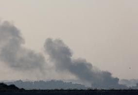 Smoke Billows Following An Israeli Bombing - Gaza