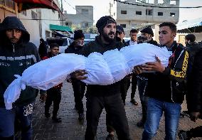 Procession Marks The Farewell To Victims Of An Israeli Airstrike - Gaza