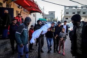 Procession Marks The Farewell To Victims Of An Israeli Airstrike - Gaza