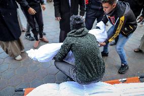 Procession Marks The Farewell To Victims Of An Israeli Airstrike - Gaza