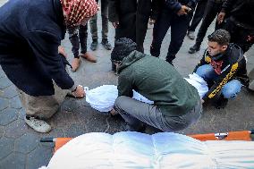 Procession Marks The Farewell To Victims Of An Israeli Airstrike - Gaza