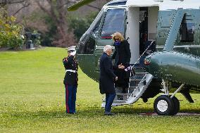 President And Mrs Biden Return To The White House