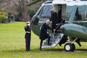 President And Mrs Biden Return To The White House