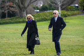 President And Mrs Biden Return To The White House