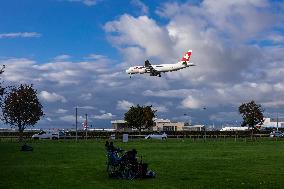 Swiss Airbus A220 Landing