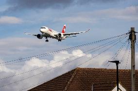 Swiss Airbus A220 Landing