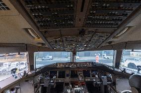 Flight Deck Of A Boeing 777