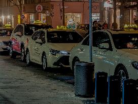 Taxi Queue At Night