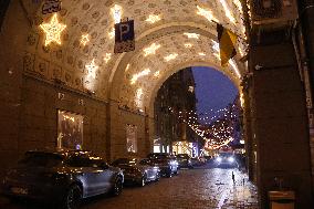 Kyiv sparkles at night during holiday season