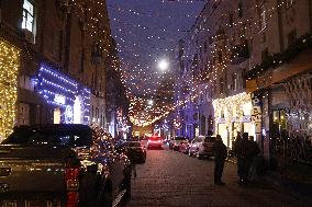 Kyiv sparkles at night during holiday season