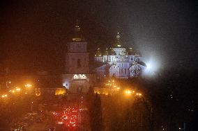 Kyiv sparkles at night during holiday season